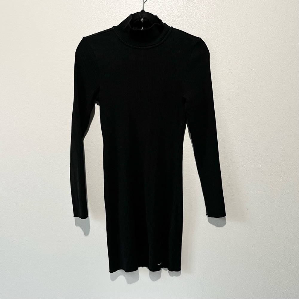 CALVIN KLEIN JEANS- Elegant Black Long Sleeve Turtleneck Dress Size M